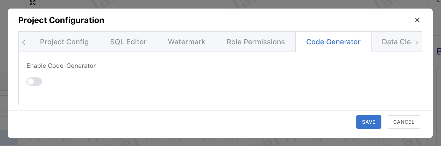 Open the Code Generator tab