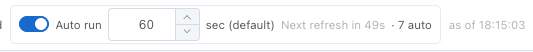 The auto-run switch on the toolbar and the interval picker in the tile settings