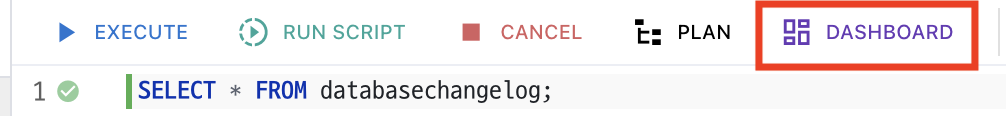 Choosing Dashboard in the SQL editor to send the current statement to a tile