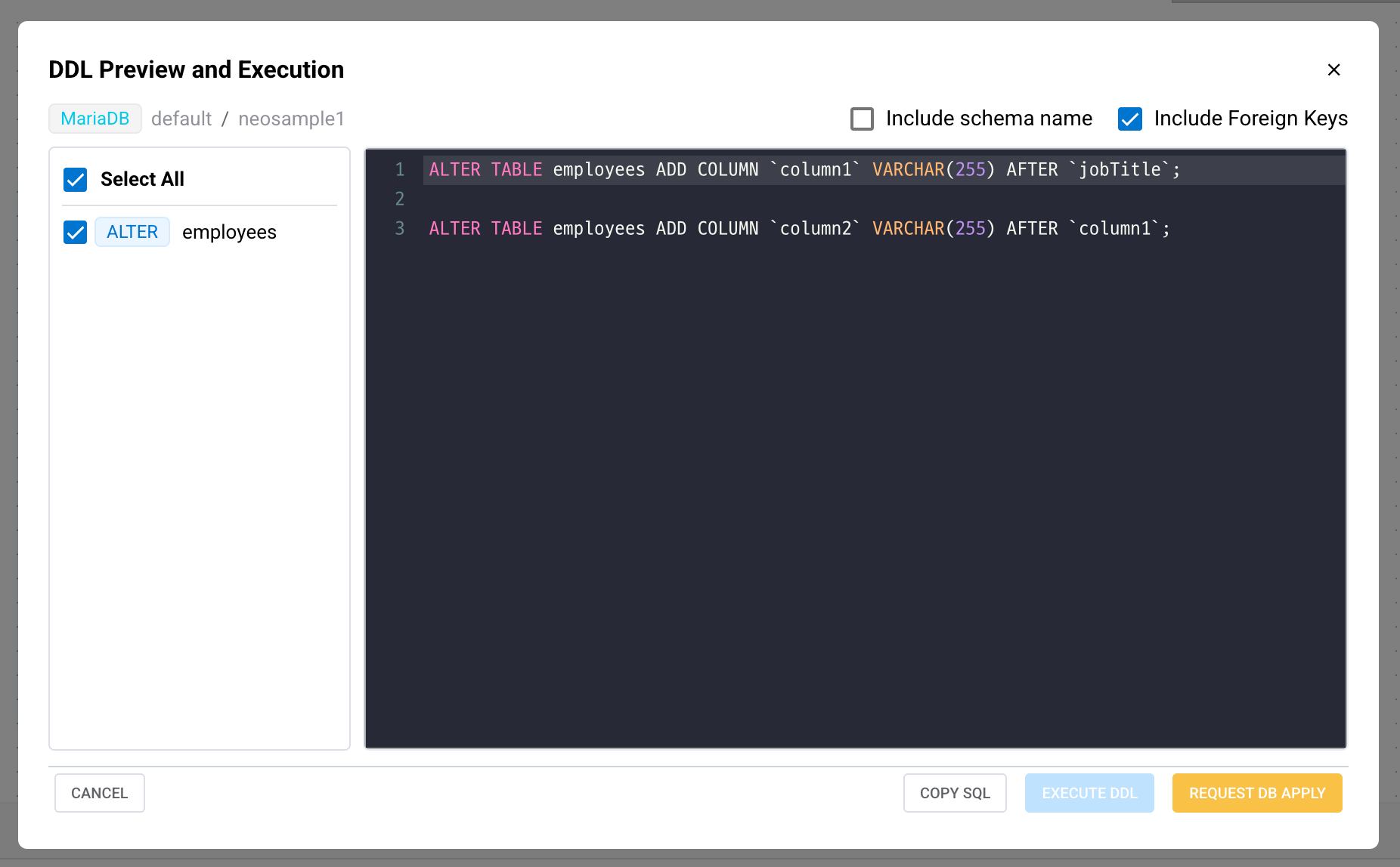 Apply to Database