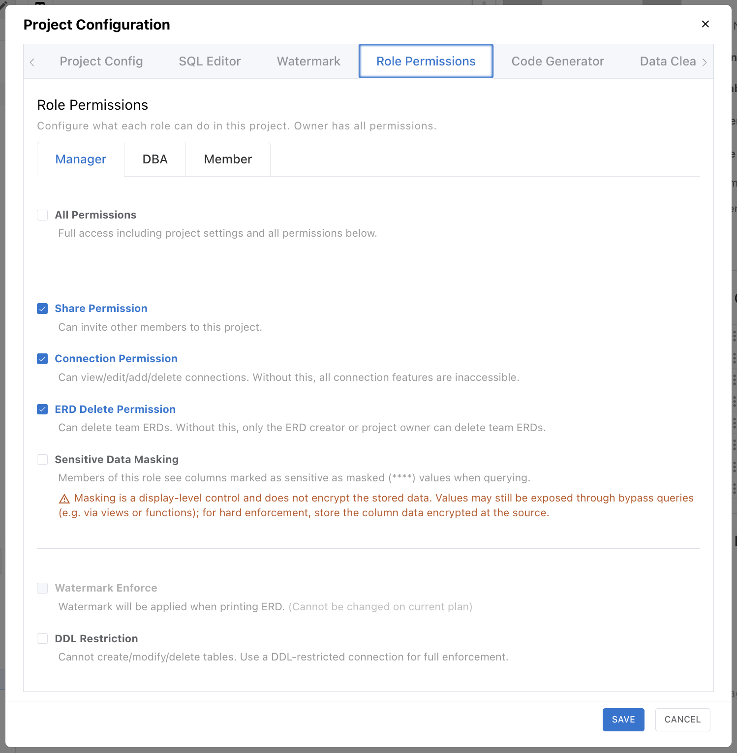 Permissions 탭