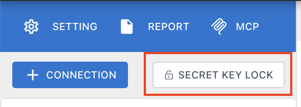 [Screenshot: LOCK button at top right of project page]