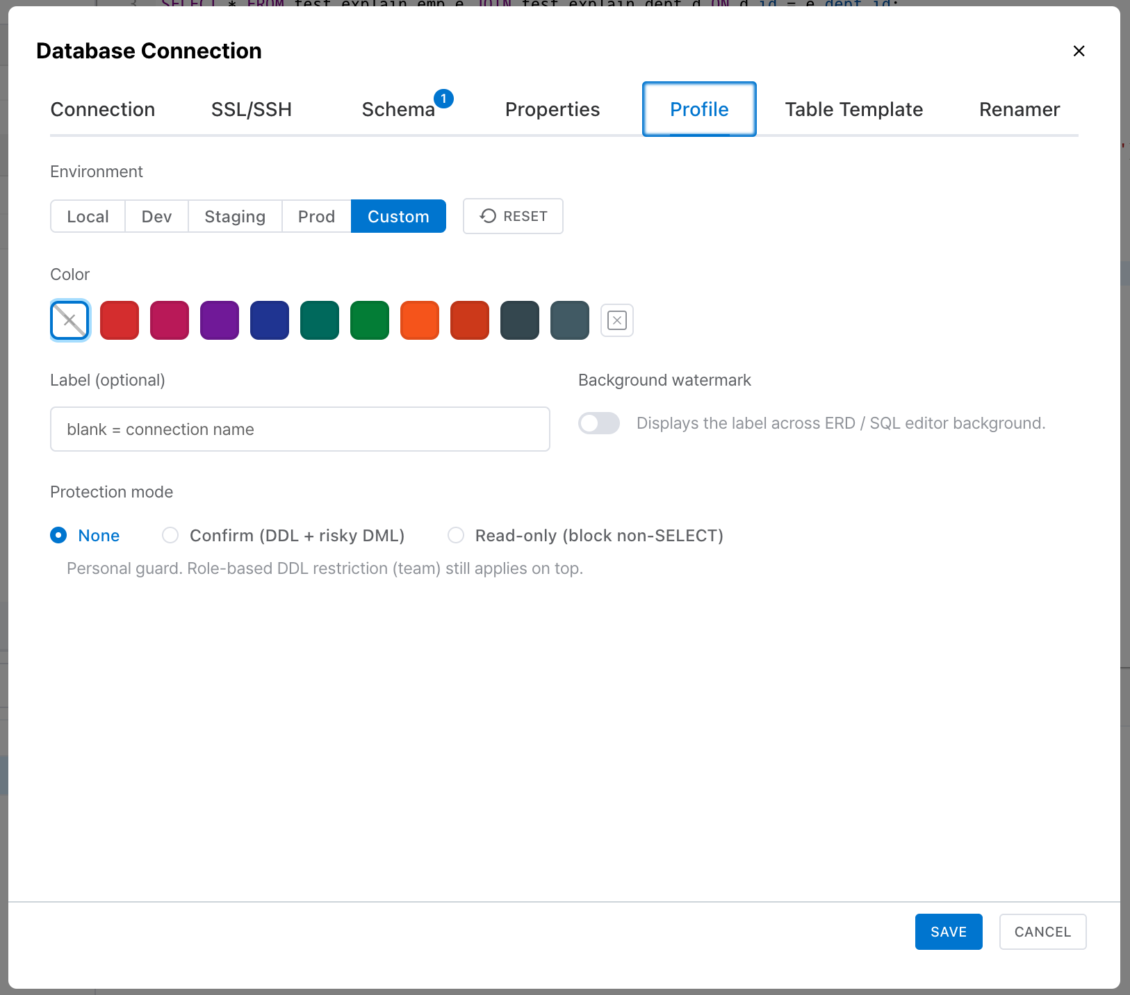 Connection Profile Protection Mode