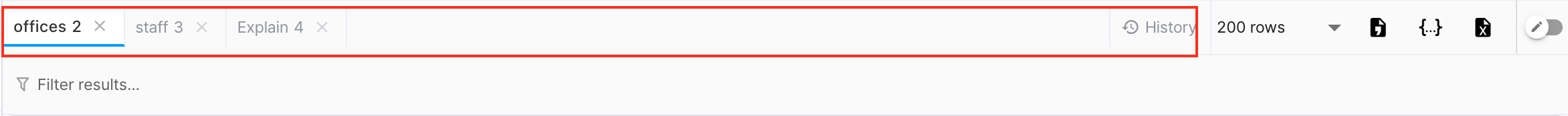 Multi Result Set Tabs