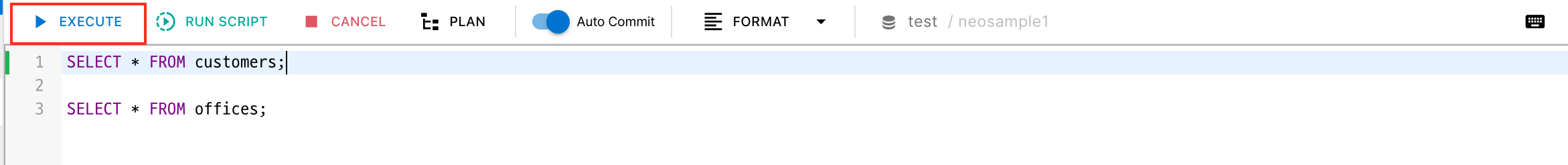 EXECUTE — Run Current Statement or Selection