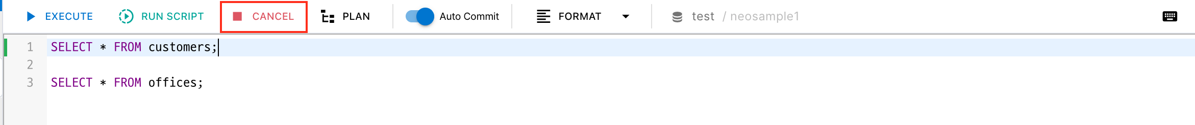 CANCEL — Stop Running Query