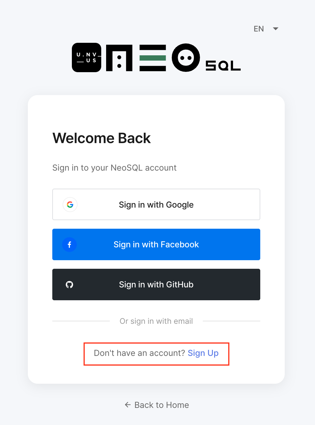 Go to the Sign Up Page