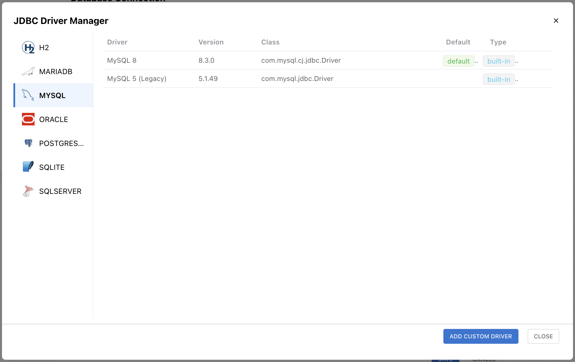 Register a Custom JDBC Driver