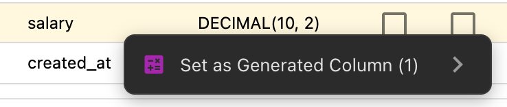 Designation menu on a non-text column