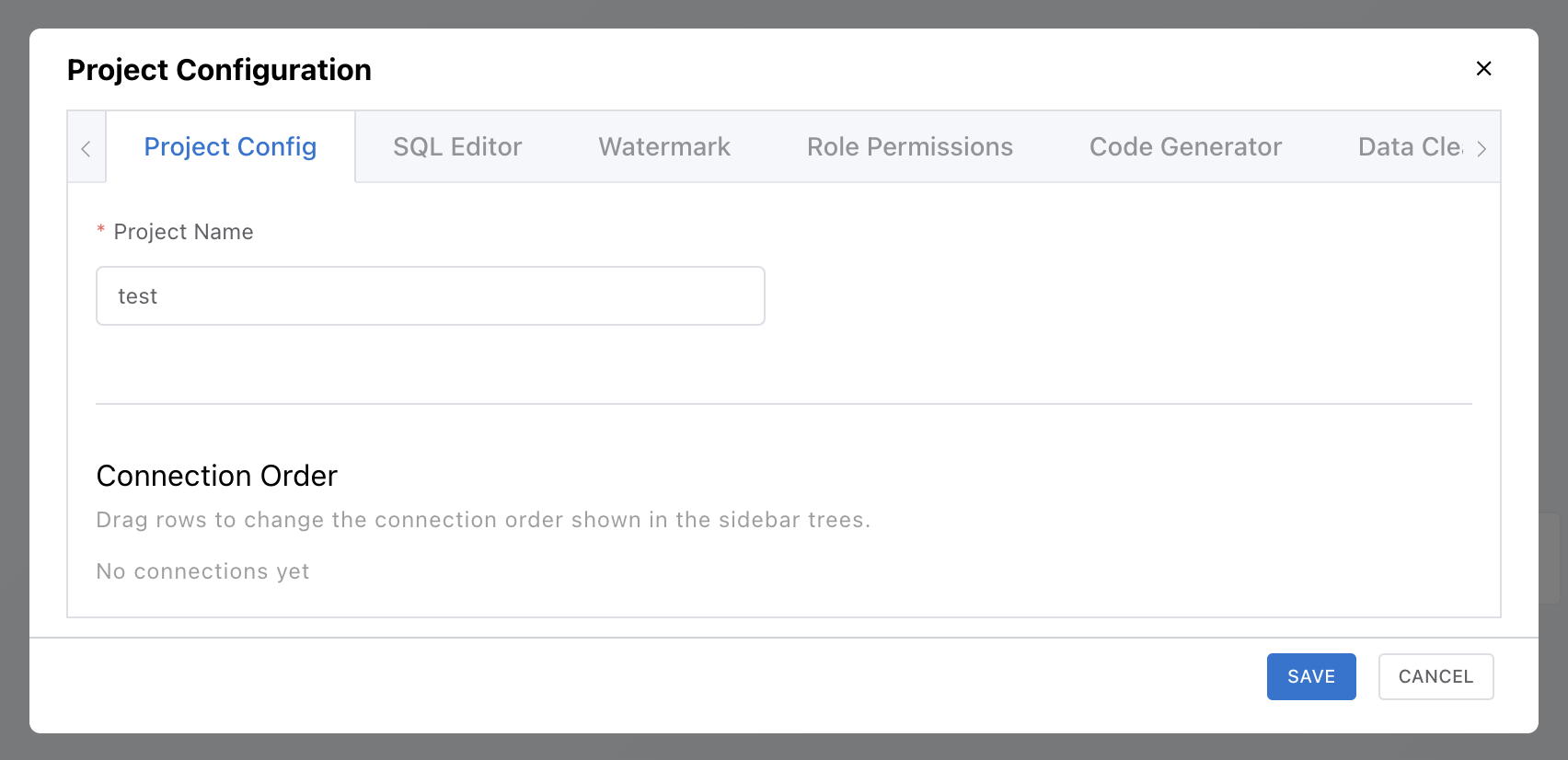 Open Settings from inside the Project
